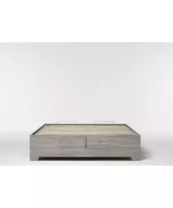 Letto matrimoniale "bed box" rovere grigio con rete, contenitore e piedini 160x190 cm